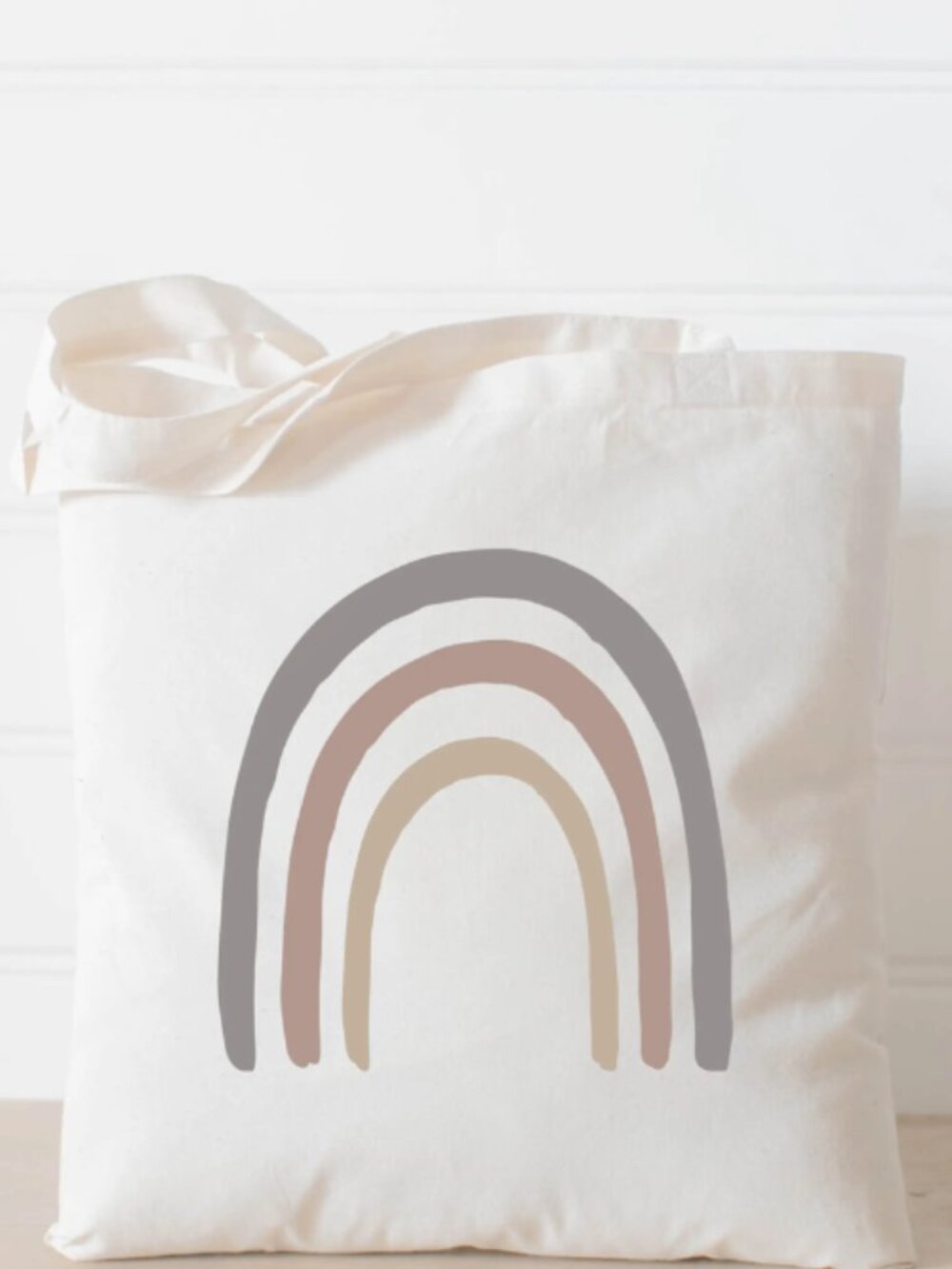Boho Minimalist Canvas Tote Bag Books Errands Travel Cottagecore Neutral Market
